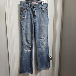 Distressed Blue Jeans